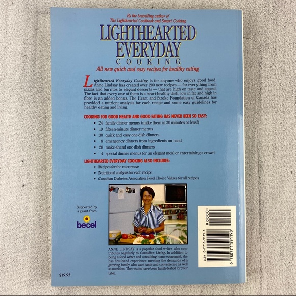 Lighthearted Everyday Cooking Cookbook by Anne Lindsay Softcover Book of Recipes - Picture 2 of 7